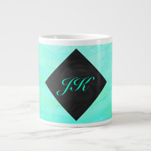 Grande Tasse Monogramme noir et bleu de la menthe