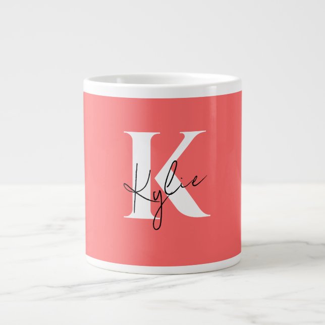 Grande Tasse Monogramme personnalisé moderne et dynamique - (Devant)