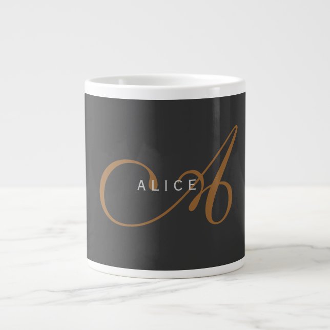 Grande Tasse Monogramme plat tendance Nom initial (Devant)