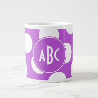 Grande Tasse Monogramme Pois moyens orchidées et blancs