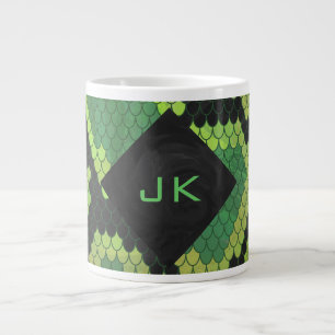 Grande Tasse Monogramme Serpent vert et noir