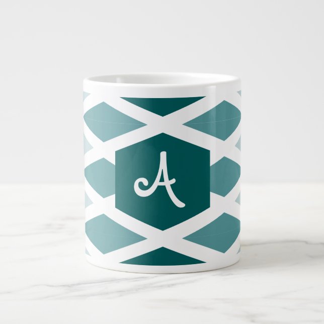 Grande Tasse Monogramme turquoise Ombre Diamant (Devant)