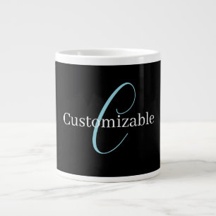 Grande Tasse Monographie de script cursive modifiable noir bleu