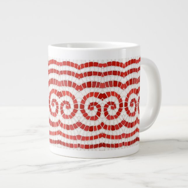 Grande Tasse MOSAÏQUE IONIQUE ROUGE Grosse Musique blanche (Devant droit)