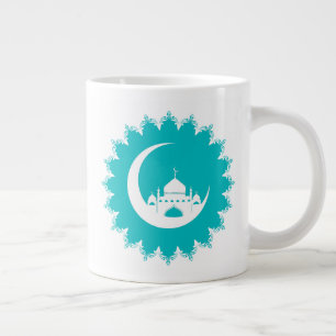 Grande Tasse Mosquée blanche en Crescent Moon Ramadan bleu