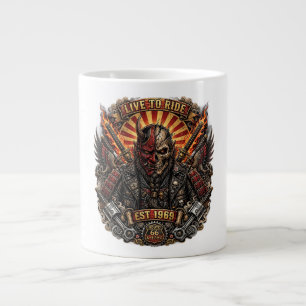 Grande Tasse Motard Oni Samouraï, Vivre Pour Rouler Établie 196