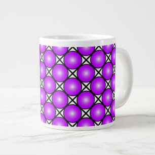 Grande Tasse Motif à pois rose magenta sur fond quadrillé noir