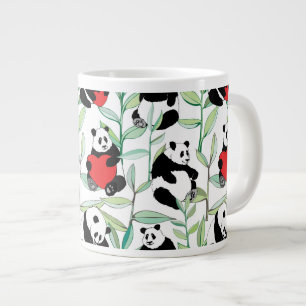 Grande Tasse motif avec de beaux pandas avec des coeurs