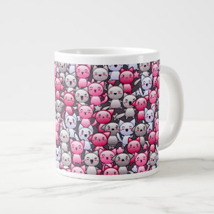 Grande Tasse motif avec les chats mignons 2 de griffonnage de