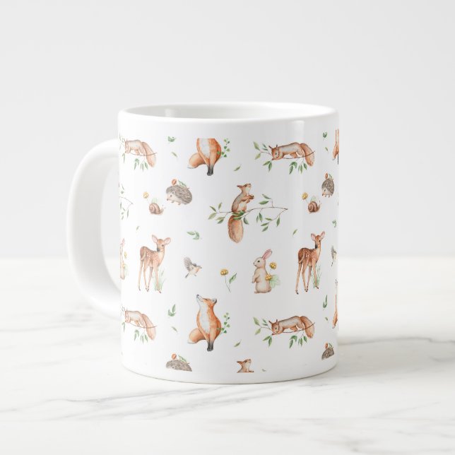 Grande Tasse Motif d'amis animaux de bois mignon (Devant gauche)