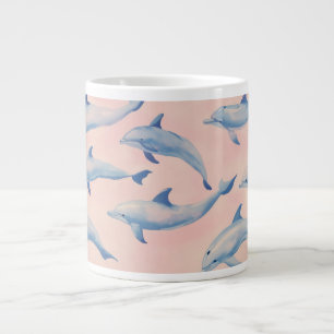 Grande Tasse Motif dauphin aquarelle côte plage océan
