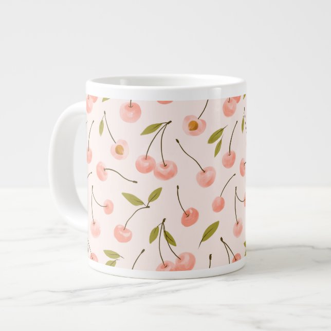 Grande Tasse Motif de cerise aquarelle (Devant gauche)