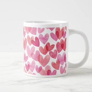 Grande Tasse Motif de coeur aquarelle