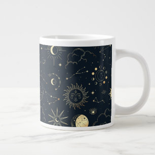 Grande Tasse Motif de constellation d'étoile d'or bleu minuit