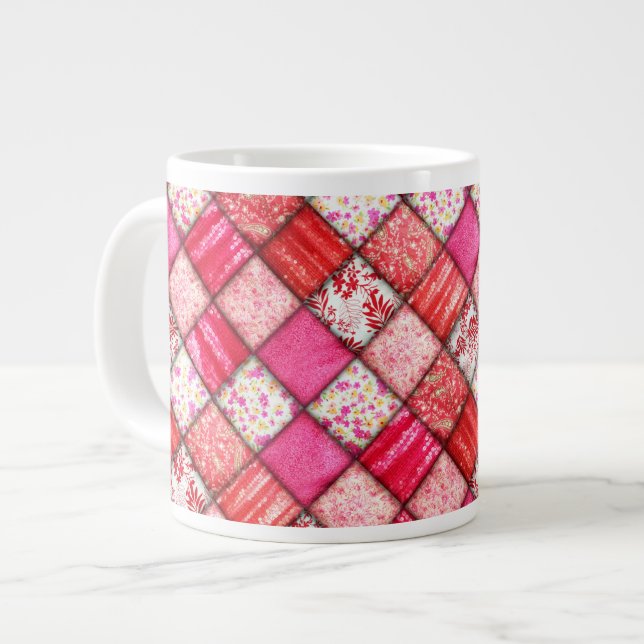 Grande Tasse Motif de courtepointe Red Faux (Devant gauche)