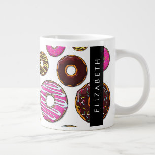 Grande Tasse Motif De Donuts, De Donuts Colorés, Votre Nom
