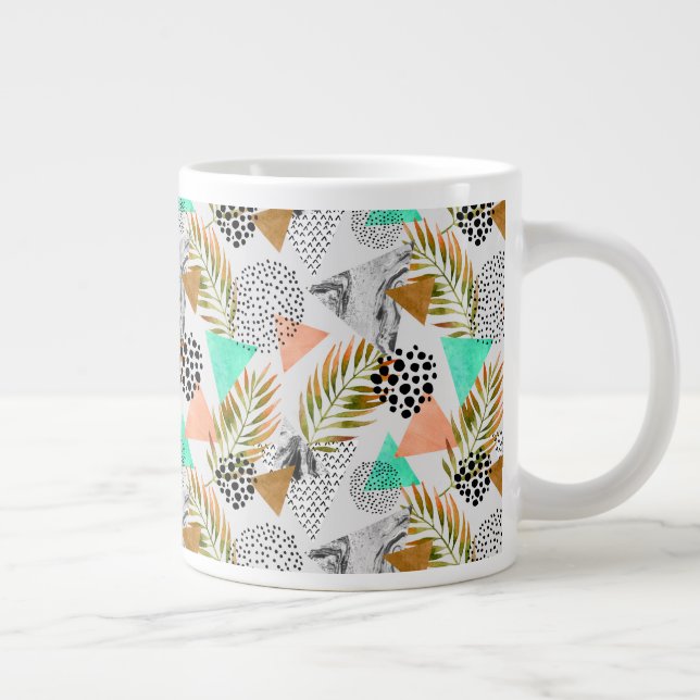 Grande Tasse Motif de feuilles tropicales géométriques Abstrait (Droite)