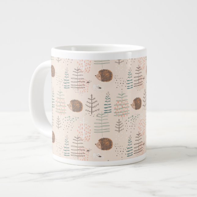 Grande Tasse Motif de hérisson de bois mignon (Devant gauche)