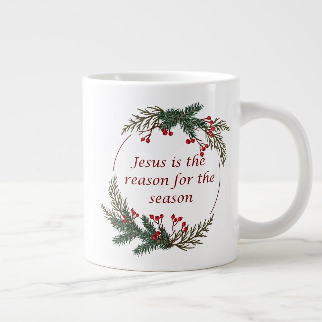 Grande Tasse Motif de Noël de la saison Holly Berry Wreath (Droite)
