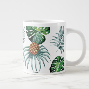 Grande Tasse Motif de palmier de jungle à l'aquarelle tropicale