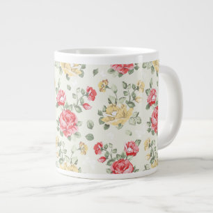 Grande Tasse Motif de papier peint d'élégance des roses roses