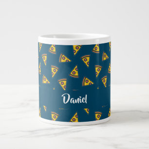 Grande Tasse Motif de pizza sur fond bleu