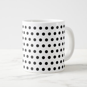 Grande Tasse Motif de point noir et blanc de polka. Tacheté