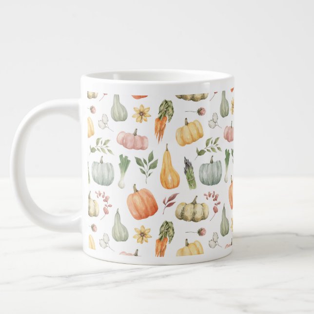 Grande Tasse Motif de récolte d'automne Watercolor (Gauche)