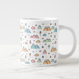 Grande Tasse Motif de scène de montagne tiré à la main