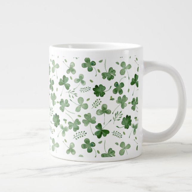 Grande Tasse Motif de Shamrock d'aquarelle douce (Droite)
