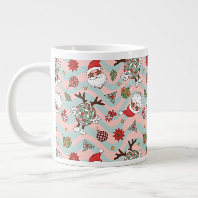 Grande Tasse Motif de vacances Disco Père Noël et Reindeer (Gauche)