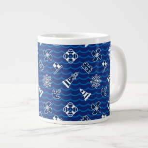 Grande Tasse Motif de vagues nautique mignon