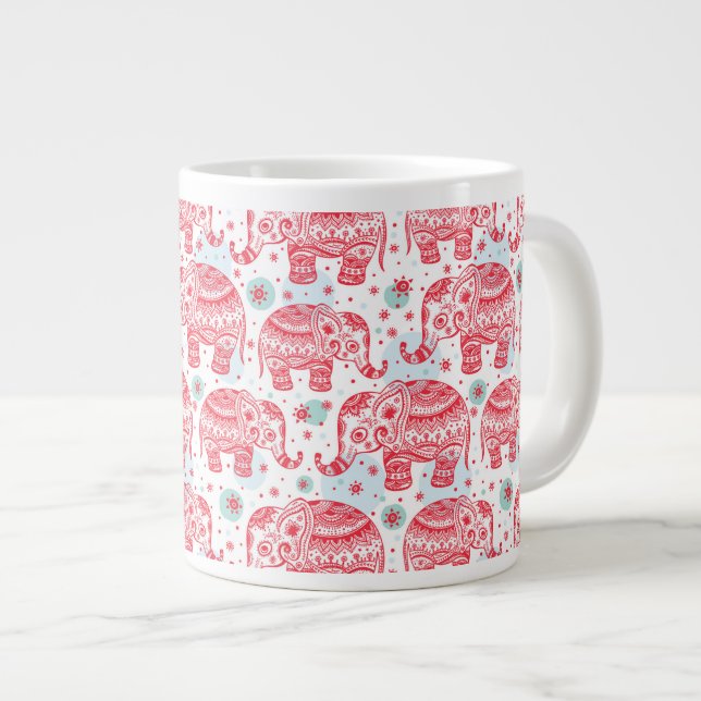 Grande Tasse Motif d'éléphant rouge (Devant droit)
