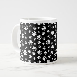 Grande Tasse Motif des pattes, Empreintes de pattes, noir et bl