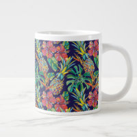 Motif d'hibiscus à ananas tropicaux
