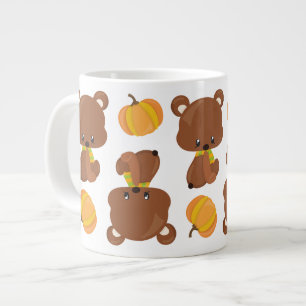 Grande Tasse Motif D'Ours, Ours Mignons, Automne, Citrouille