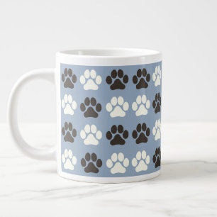 Grande Tasse Motif Empreinte de Patte Argent Bleu