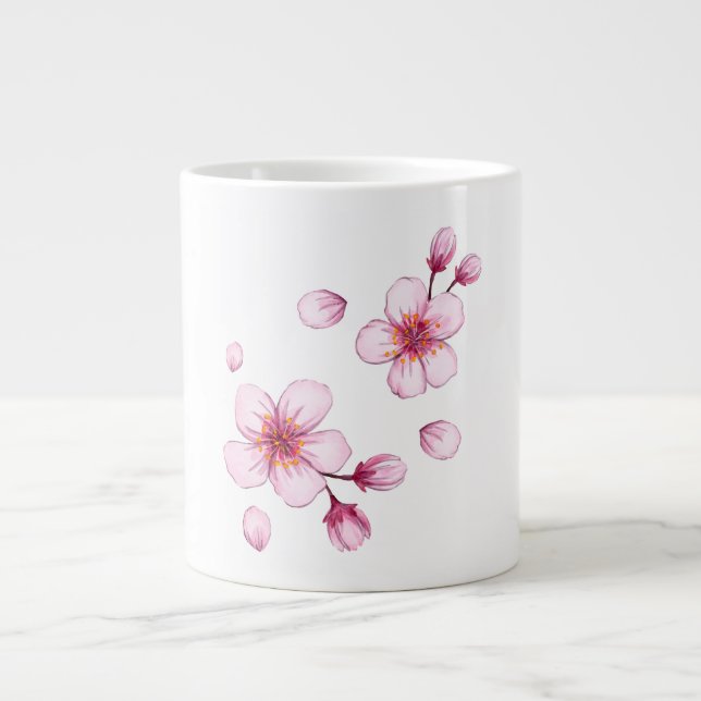 Grande Tasse Motif en fleurs de cerisier rose (Devant)