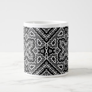 Grande Tasse motif ethnique géométrique noir et blanc ornement