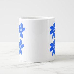 Grande Tasse Motif floral bleu aquarelle ajouter nom