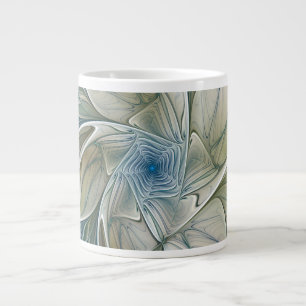 Grande Tasse Motif floral de rêve Abstrait bleu kaki fractal