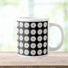Motif floral marguerrier blanc sur noir