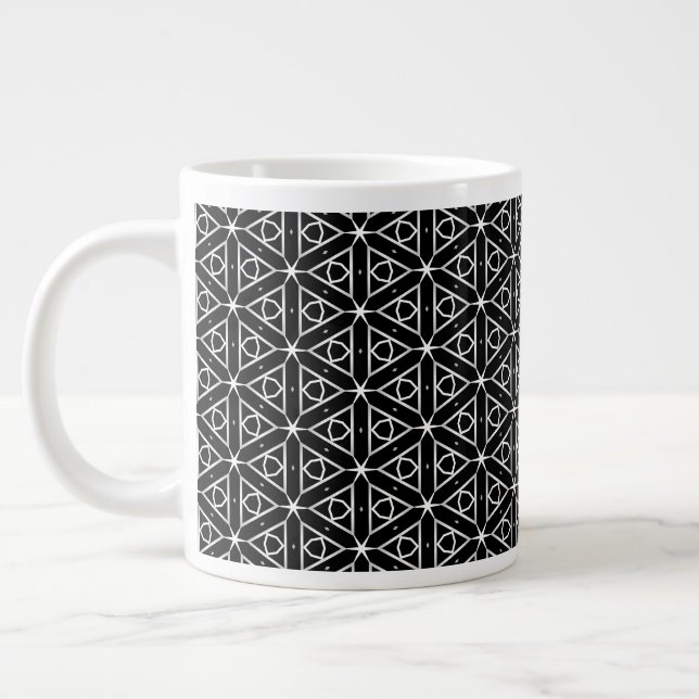 Grande Tasse Motif géométrique noir blanc et argenté (Gauche)