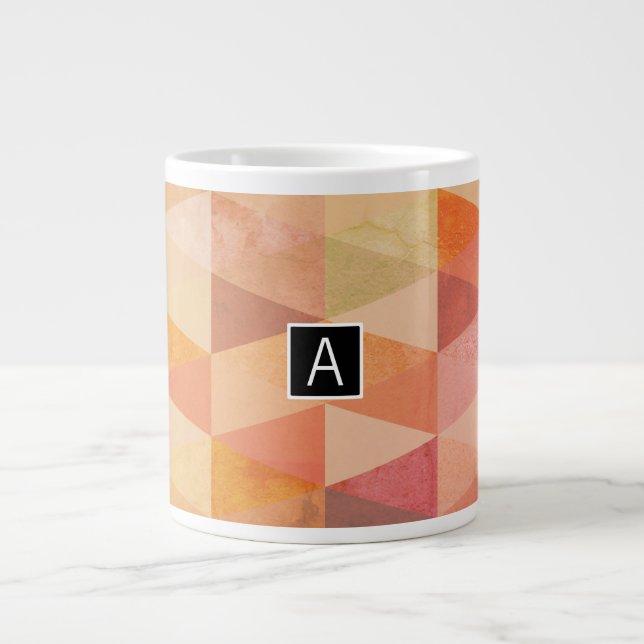 Grande Tasse Motif géométrique Triangle souple | Monogramme (Devant)