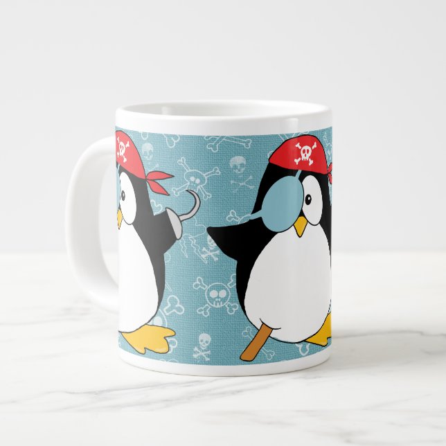 Grande Tasse Motif graphique de pingouin de pirate (Devant gauche)