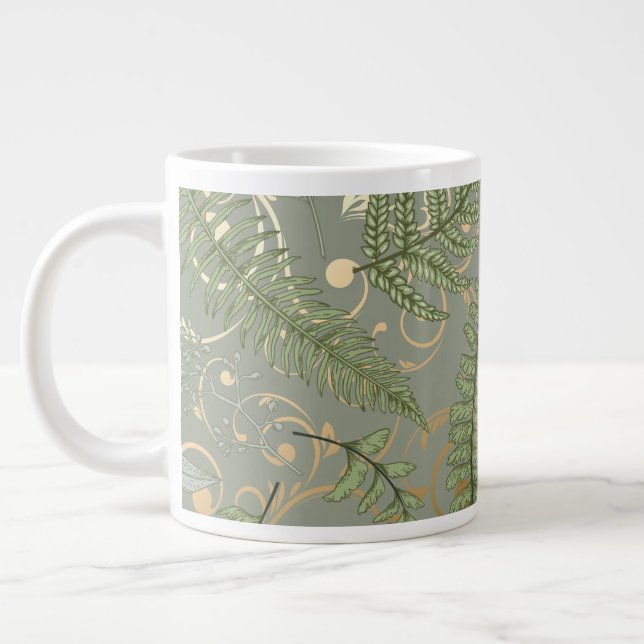 Grande Tasse Motif Green et Gold Fern (Gauche)