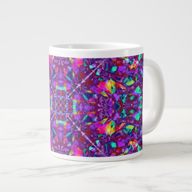 Grande Tasse Motif hippie violet de Mandala (Devant droit)