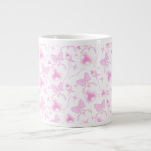 Grande Tasse Motif Kawaii Coeurs et rubans