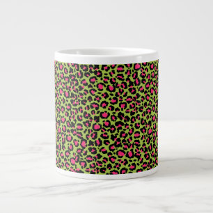 Grande Tasse Motif léopard en framboise sur Lime Green