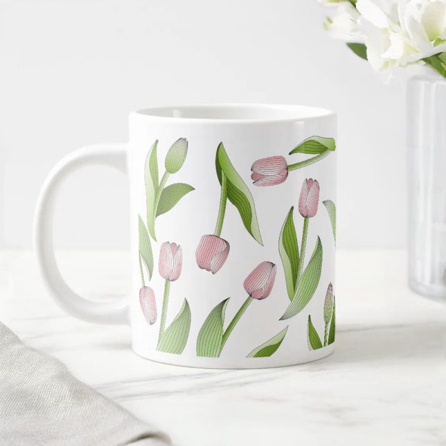 Grande Tasse Motif moderne de Tulipe rose (Créateur téléchargé)